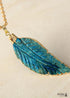 Boho Necklace, Blue Ocean Japser Leaf Pendant
